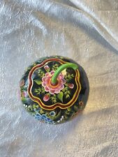 Vintage Hand Painted Floral Art Gourd Bowl Scalloped Edge 8 x 4 inches picture