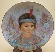 Collector Plate Edna Hibel The Nobility of Children Chief Red Feather W/ Box picture
