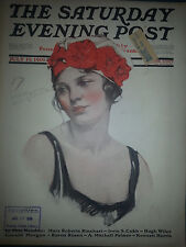1919 Saturday Evening Post Cover ONLY Neysa McMein Art Red Flowers Hat picture
