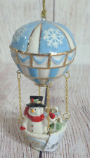 Lenox Snowman's Hot Air Balloon Ornament White Blue Porcelain 5.5