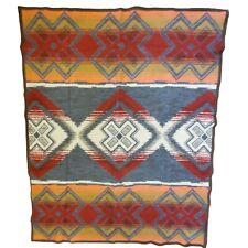 Vintage Acrylic Southwest Aztec Tribal Blanket Reversible Fall Colors 69 X 55 picture