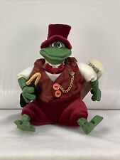Russ Berrie Frog Leopold NWT Christmas country folk shelf sitter picture