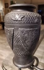 1920's Japanese Tokanabe Ware Art Deco Black Pottery Vase Birds - Made In Japan picture