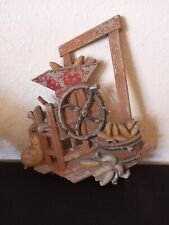 Vintage 1970s Homco Corn Mill Metal Cast Wall Decor Plaque picture