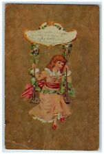 1907 Pretty Girl Swinging Flowers Fairfax Minnesota MN Posted Antique Postcard picture