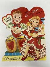 1950s Large Valentine Mechanical Mariachi Band Boy Girl Bongos Maracas Vintage picture