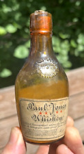 SCARCE AMBER MINIATURE LABELED PAUL JONES WHISKEY LOUISVILLE, KY 1910'S L@@K picture