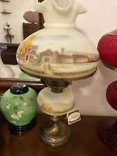 Vin. 1980's Fenton Hand Painted Custard Satin Table Lamp / With Tags / Down Home picture