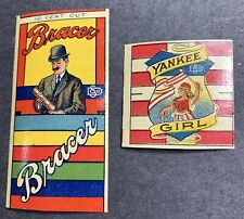 Lot Of 2 Different Tobacco Label Tags Bracer & Yankee Girl Patriotic Original picture