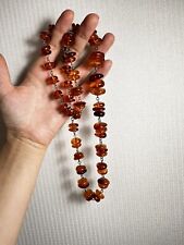 Vintage Soviet AMBER beads Baltic Necklace natural amber Cognac USSR picture