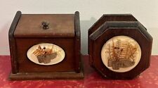 Vintage 1970s Resin Medallion Kitchen Accessories Recipe Box & Napkin Holder picture