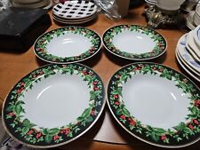 Waverly Holiday Bouquet 9.25 Inch Soup Pasta Cereal Bowl  Made i Poland Lot Of 4 picture