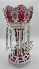 Vintage bohemian mantle lusters lamp I Cased glass and enamel decorated Urn lamp picture