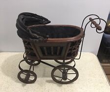 VINTAGE ANTIQUE METAL WOOD DOLL BUGGY FOR DECORATIVE picture