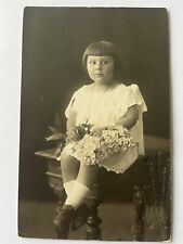 Photo Postcard From Italy - Child With Flowers - Early 20th Cent Fashion picture
