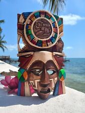 Exquisite 12-in Mayan Calendar Wood Wall Mask for Unique Home Decor and Bars picture