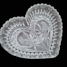 Vintage Lead Crystal Heart Shaped Vase Dish 9