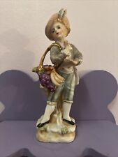 Antique UCAGCO Glazed Ceramic European Boy With Fruit Figurine Made in Japan picture