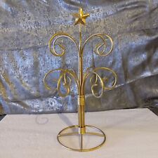 Vintage Gold Glittered Star Ornament Display Tree Holder 19h x 10w picture