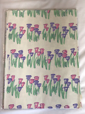 NOS 1980's Vtg Pink Purple Tulips floral   Gift Wrap Paper picture