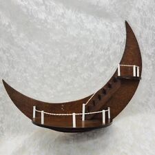 Antique 1940s Handmade Wooden Crescent Moon Stairs Stairway w/Chain Wall Shelf picture