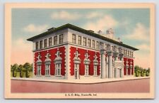 c1930s USO Club Building Downtown Main Street Vtg Evansville Indiana IN Postcard picture