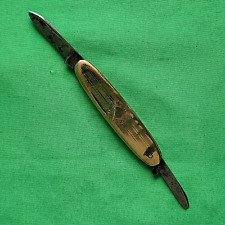Vintage Miller Bros U.S.A. Pocket Knife with Gold-Toned Handles - Dual Blades picture