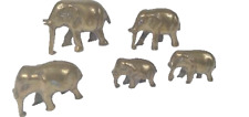 Vintage Brass Elephant Figurines Decor Family Herd Pachyderm Lot of 5-India picture
