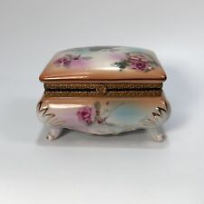 Vintage Porcelain Hand Painted RS Prussia 4 Footed/Lidded Jewelry Box picture
