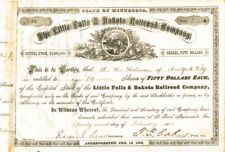 Little Falls and Dakota Railroad Co. - Stock Certificate - Northern Pacific RR A picture