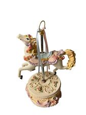 Musical Carousel Horse Victorian Roses Ribbons Pearls picture