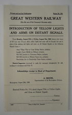 GWR Notice Introduction Of Yellow Lights/ Arms On Distant Signals Midlands 1928 picture