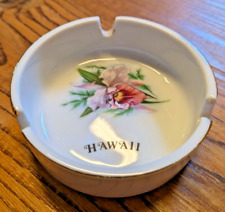 Vintage Porcelain Floral Hawaii Small Gold Rimmed Round Ashtray 3.5