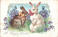 Postcard Easter Greetings Bunnies Bows Forget Me Not  R. T uck 1910 picture