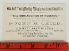 Vintage 1889 New York Philanthropic Committee Meeting Business Card picture