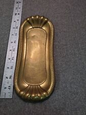 Vintage Oval Solid Brass Tray with Decorative Scallop / Shell Edges 9 1/2 Inches picture