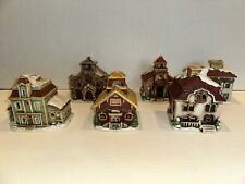 Lefton Colonial Snow Village Churches School Houses Six pieces Christmas theme picture