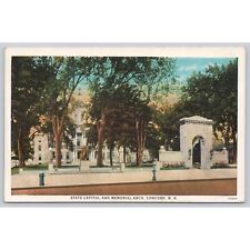 Postcard White Border State Capitol and Memorial Arch Concord New Hampshire NH picture
