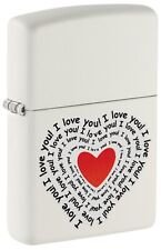 Zippo Lighter: I Love You with Heart - White Matte 46082 picture