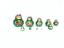 Mini 10 piece Nesting Dolls Matryoshka Russia Green With Ladybug Used picture