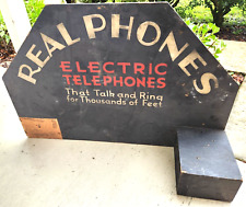 Unbelievable REAL PHONES ELECTRIC TELEPHONES Oversize Wooden Advertising Sign picture