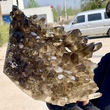 10.78LB Natural Citrine cluster mineral specimen smokey quartz crystal healing picture
