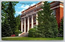 Eugene Oregon~University of Oregon Building & Pines~Vintage Linen Postcard picture