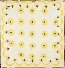 Cheery Vintage Sunburst / Sunflower Quilt, Nice Swag Border picture