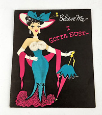 Vintage Buzza Cardozo Birthday Card 3D bust flirty girl Rare picture