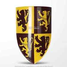 Medieval Scottish Rampant Lion Knight Heater Shield 18G Steel Grip Leather Strap picture