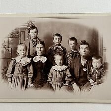 Antique Cabinet Card Photograph Big Family 6 Children Sheriff Badge Stayton OR picture