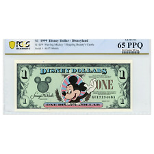 1999 Disney Dollar - Waving Mickey/Sleeping Beauty's Castle - PCGS 65 PPQ GEM UN picture