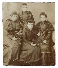 Vintage 1890s Photo of 4 Victorian Era Women Wearing Polka Dot Dress Fashion 🩷 picture