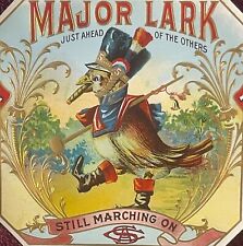 Rare 1910s Antique Major Lark Embossed Cigar Label, Coolest Marching Bird Ever picture